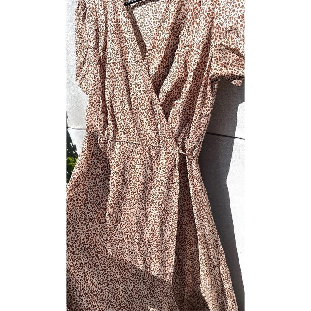 Pretty Garden Long Sleeve Boho Leopard Print Maxi Dress Women’s Sz M Ruffle Hem - Picture 3 of 13